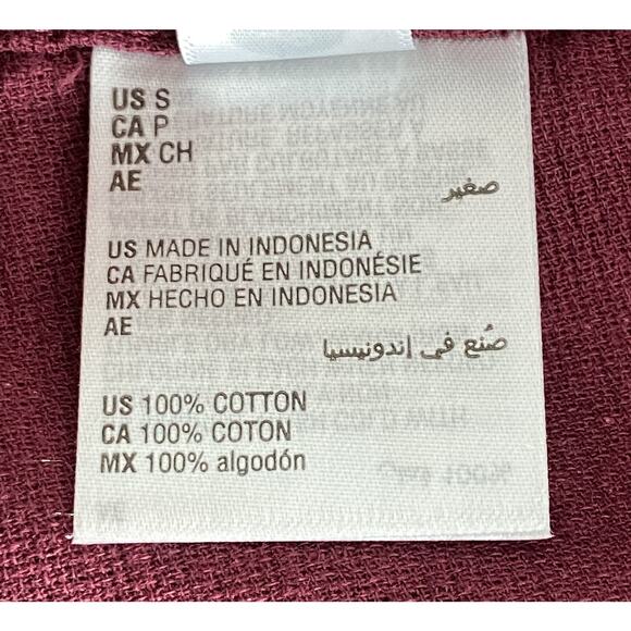 Alfani Men's Small Button-Up Casual Short Sleeve Shirt Maroon Banner Cotton NEW - Picture 10 of 12